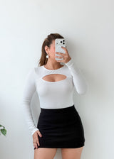 Size S-M White Cutout Neck Bodysuit