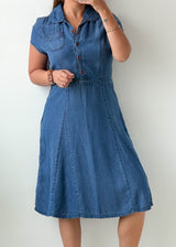 Size M Blue Denim Shirt Midi Dress