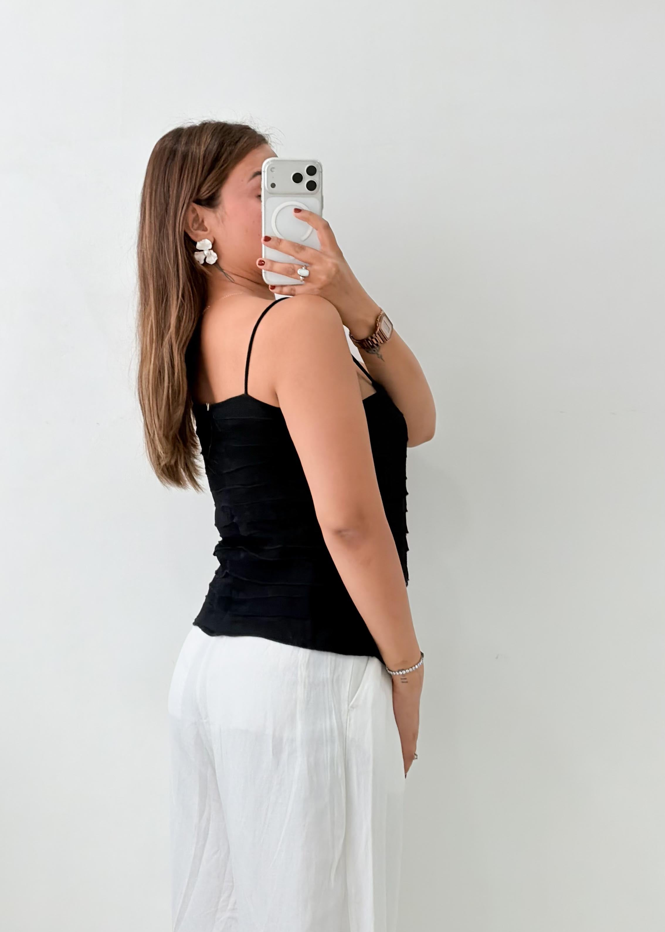 Size S-M Black Ruched Strapless Tube Top