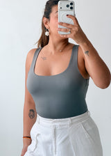 Size M-L Grey Square Neck Bodysuit