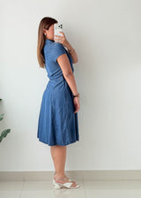 Size M Blue Denim Shirt Midi Dress