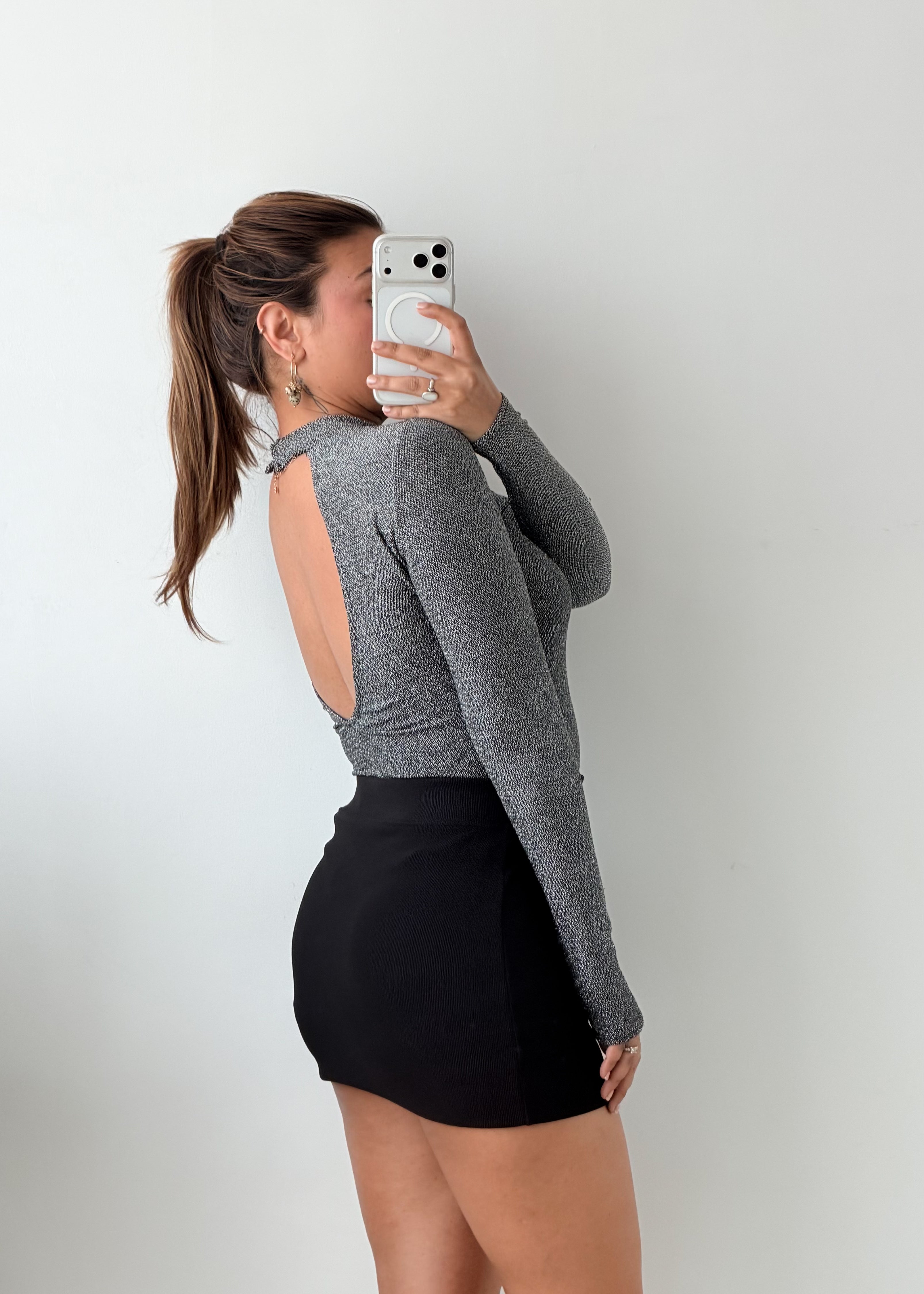 Size S-M Grey High Neck Bodysuit