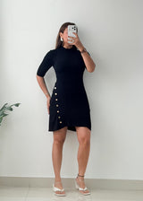 Size XS-S Black Button Detail Mini Dress
