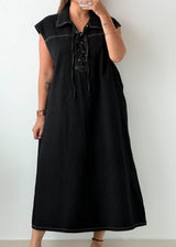 Size L-XL Black Denim Maxi Dress