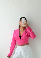 Size XS-S Hot Pink Cropped Blazer Top
