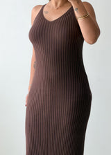 Size M-L Chocolate Brown Ribbed Midi Dress