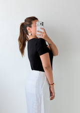 Size M-L Black Round Neck Bodysuit