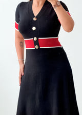 Size S-M Black Red Contrast Fit & Flare Dress