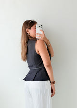 Bust 34, Black Tailored Vest Top