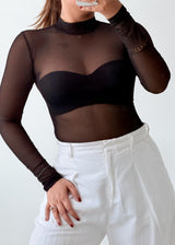 Size XS-S Black Sheer Mesh Bodysuit