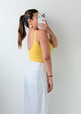 Size S-M Yellow Scoop Neck Bodysuit