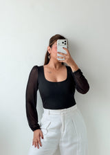 Size S-M Black Sheer Sleeve Top