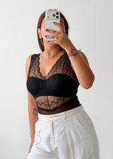Size XS-S Black Lace Panel Bodysuit