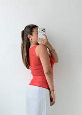 Size S-M Red Scoop Neck Tank Top