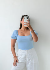 Size XS-S Powder Blue Ribbed Top