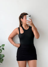 Size S-M Black Sleeveless racerback-inspired Bodysuit
