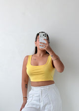 Size M-L Yellow Ribbed Crop Top