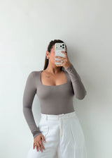 Size S-M Taupe Scoop Neck Top