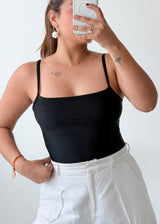 Size S-M Black Square Neck Bodysuit