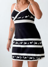 Size S-M Black White Patterned Mini Dress