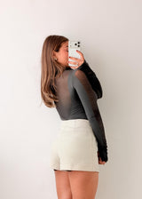 Size S-M Black Mesh Panel Bodysuit