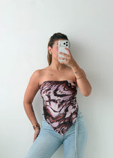 Black Pink Abstract Convertible Scarf Top