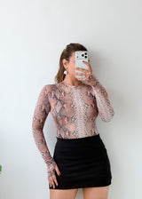 Size S-M Pink Snake Print Bodysuit