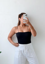 Size M-L Black Ribbed Cami Bodysuit