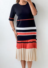 Size L-XL Black Red Stripe Colorblock Dress