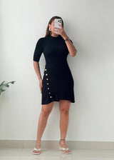 Size XS-S Black Button Detail Mini Dress