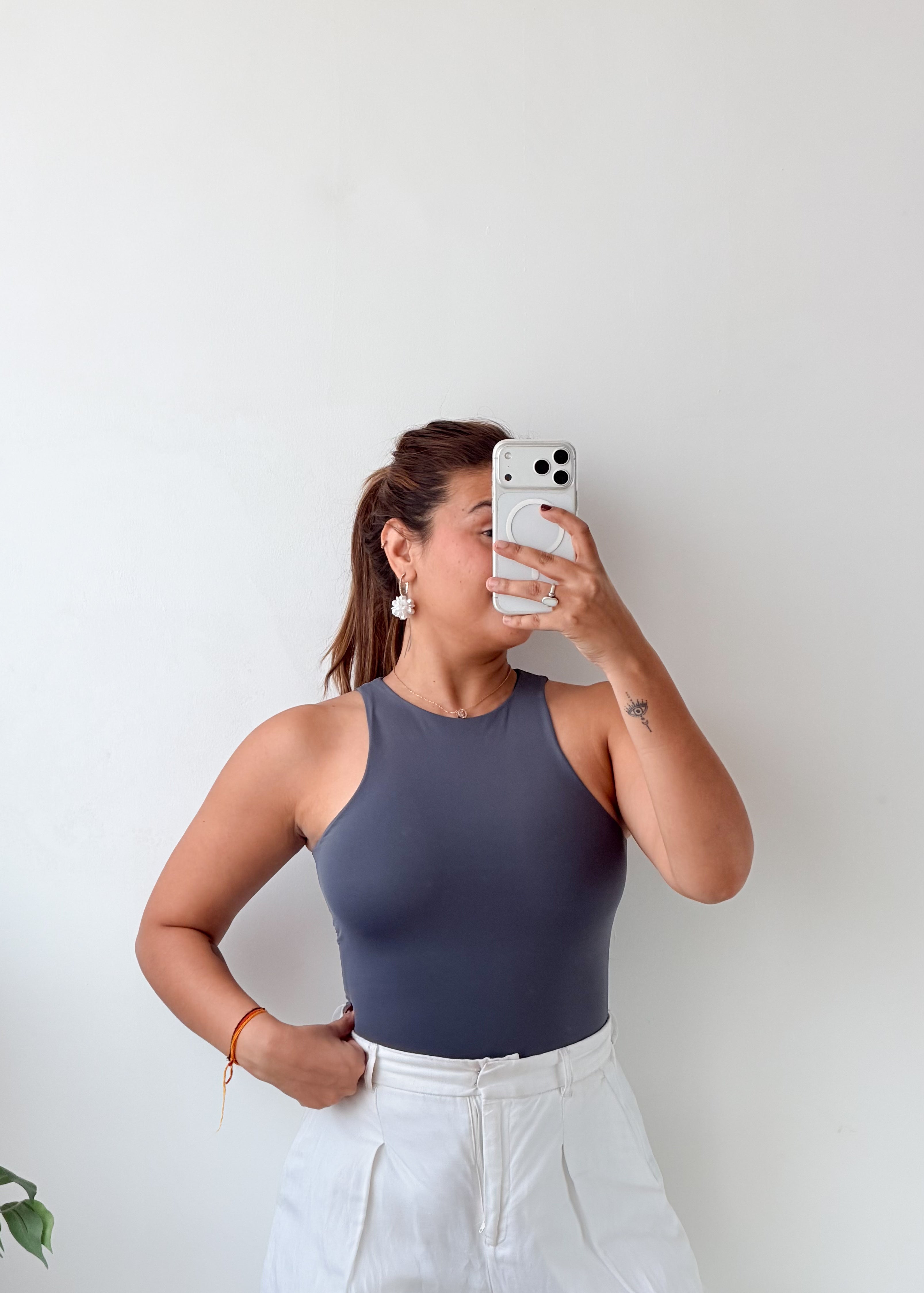 Size XS-S Slate Blue High Neck Bodysuit