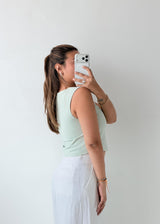 Size XS-S Mint Green Button-Front Crop Top