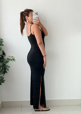 Size S-M Black Spaghetti Strap Bodycon Maxi Dress