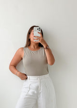 Size XL Taupe Ribbed Bodysuit