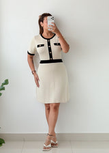 Size M-L White Black Trim Knit Mini Dress