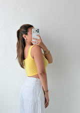 Size M-L Yellow Ribbed Crop Top
