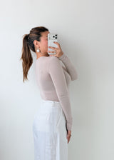 Size XS-S Beige Sheer Panel Bodysuit