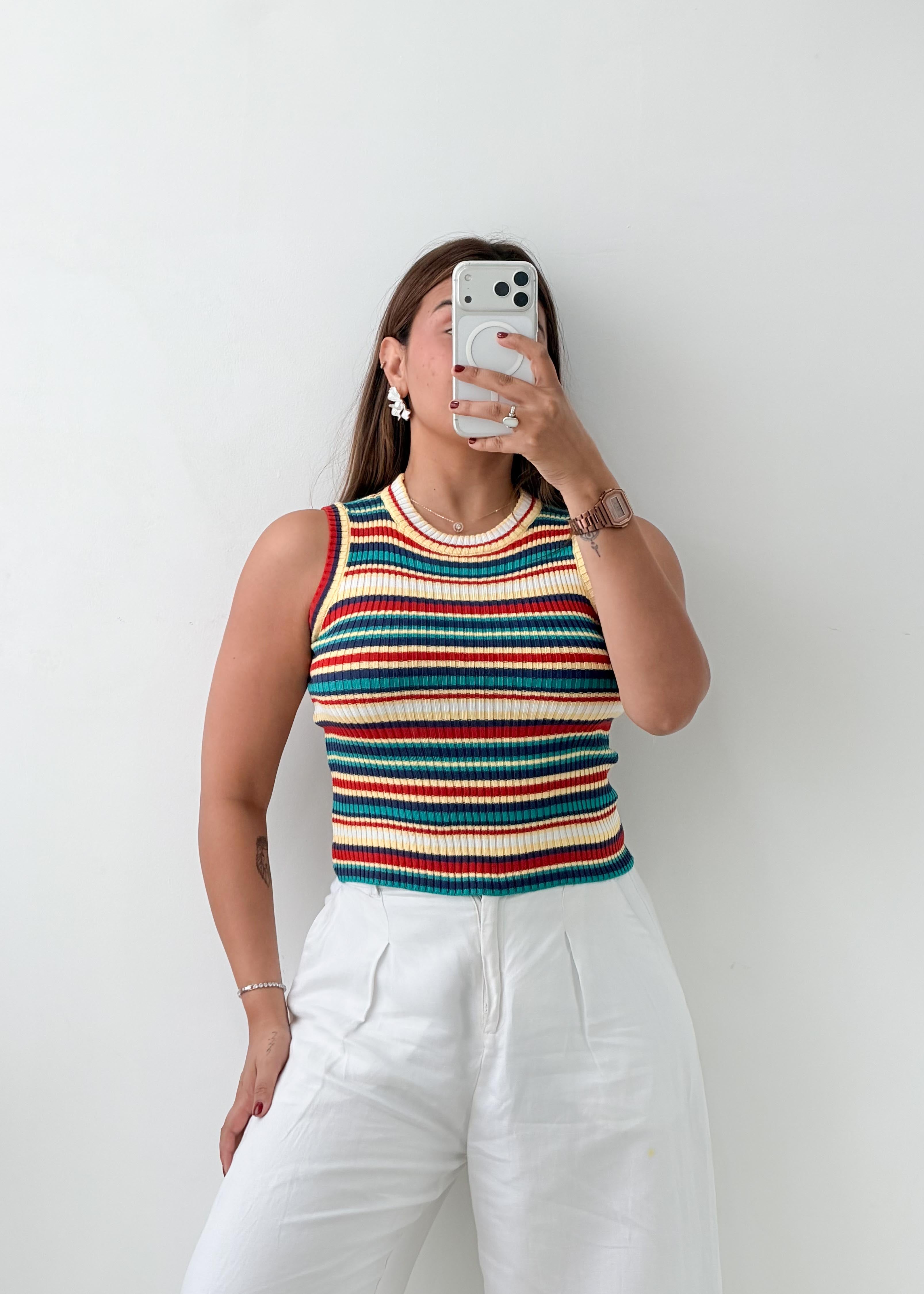 Size XS-S Multicolor Striped Knit Top