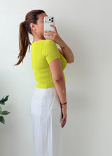 Size S-M Lime Green Square Neck Top
