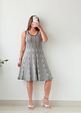 Size S-M Black & White Striped Fit & Flare Dress