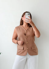 Bust 40, Beige Tailored Vest Top