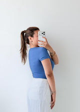 Size S-M Blue Scoop Neck Bodysuit
