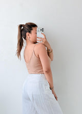 Size L-XL Nude Scoop Neck Bodysuit