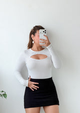 Size S-M White Cutout Neck Bodysuit