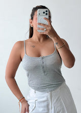 Size XS-S Grey Ribbed padded Button Top