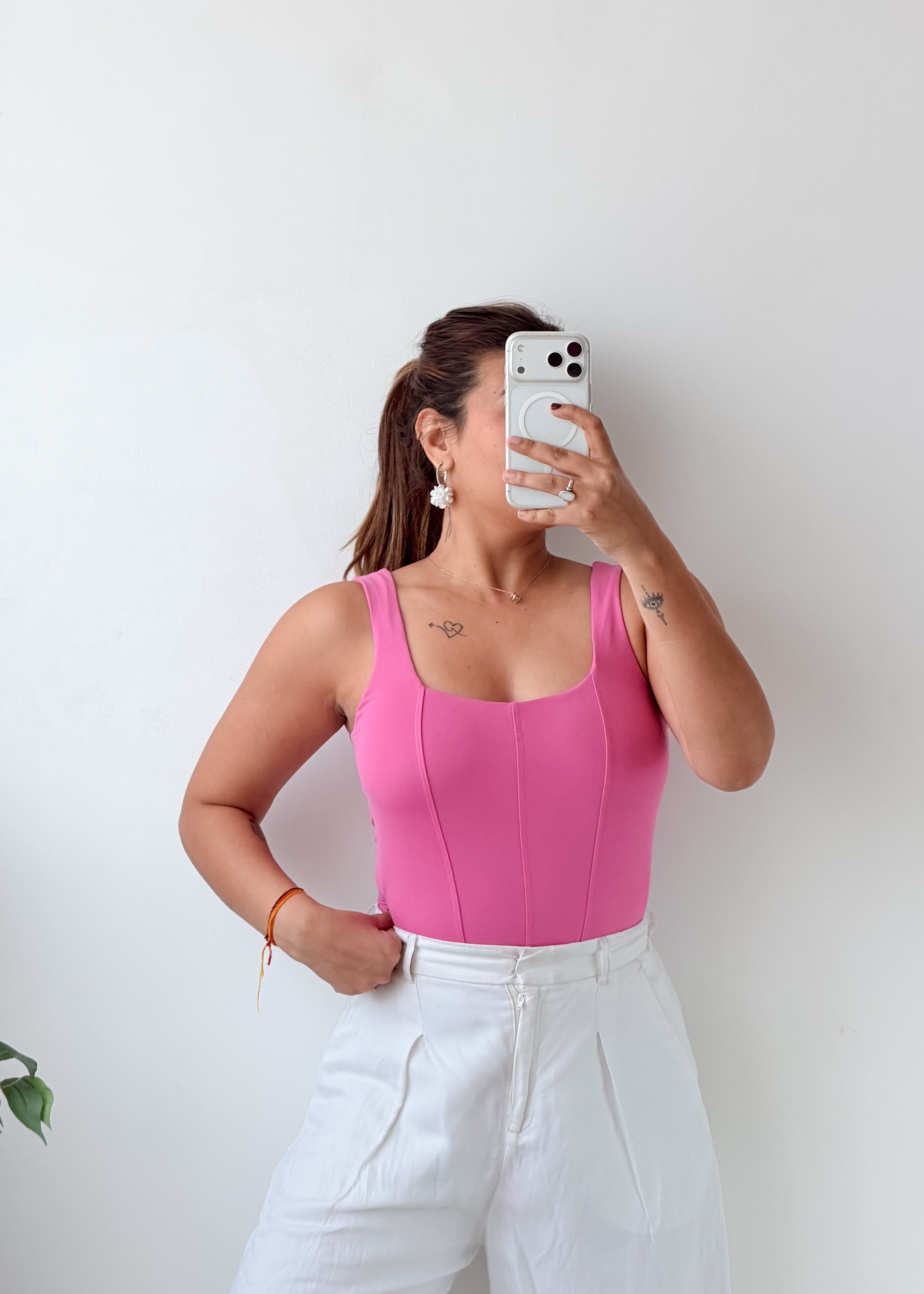 Size S-M Pink Corset Square Neck Bodysuit