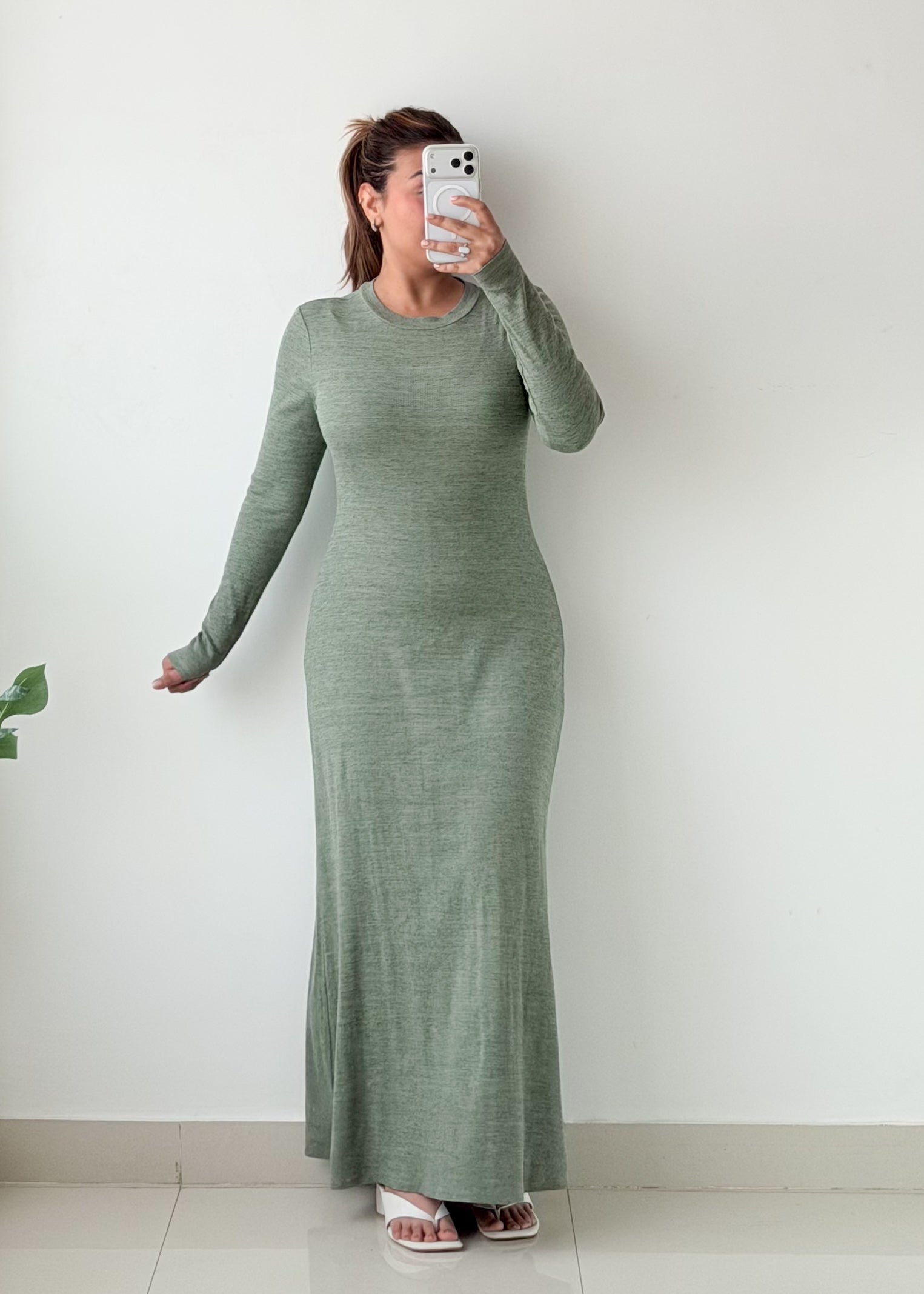 Size S-M Sage Green Ribbed Maxi Dress