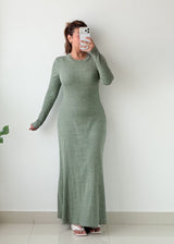 Size S-M Sage Green Ribbed Maxi Dress