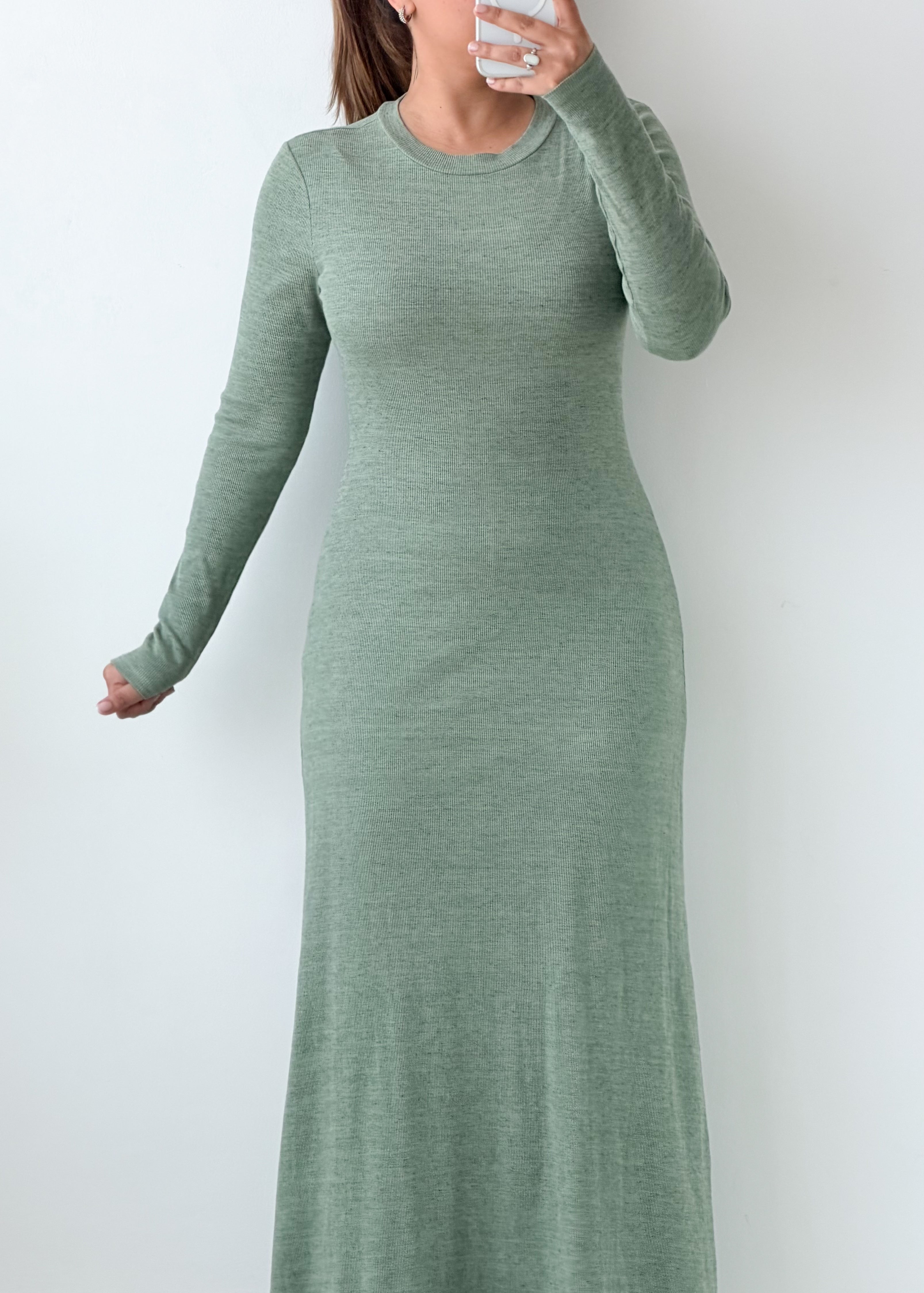 Size S-M Sage Green Ribbed Maxi Dress