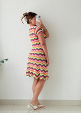 Size S-M Multicolor Zigzag Knit Dress